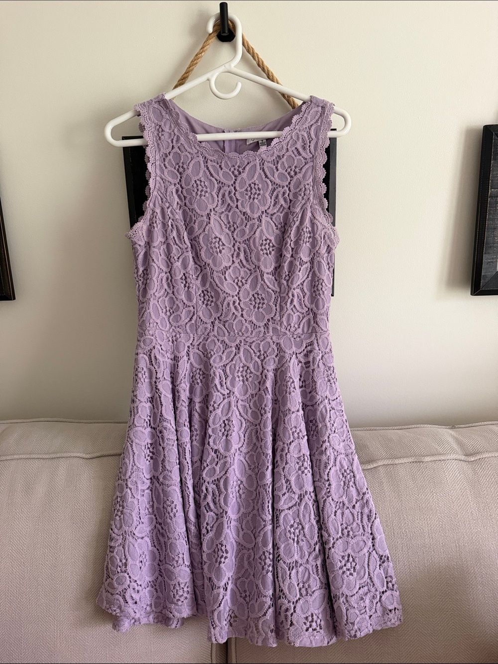 Lace Fit-and-Flare Dress in Lavender - Women